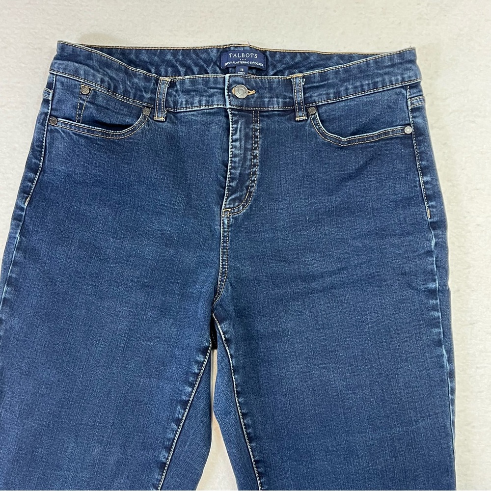 Talbots Jeans Simply Flattering Blue Denim 5-Pocket Straight Leg Size 14 Western - Picture 3 of 10